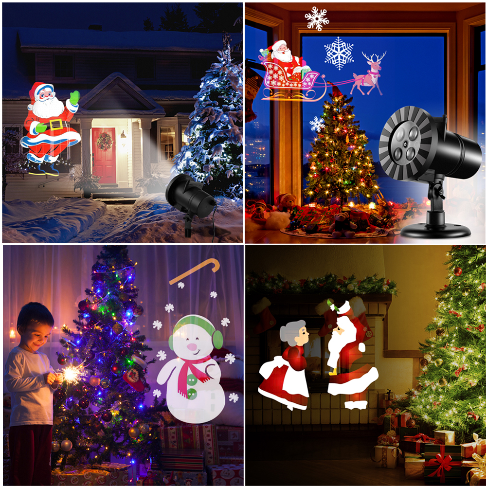 Αδιάβροχος Xmas Προτζέκτορας με 4 Animated Slides Ζωντανής Κίνησης - Νυχτερινός Διακοσμητικός Χριστουγεννιάτικος Φωτισμός - Προβολέας με Τηλεχειριστήριο